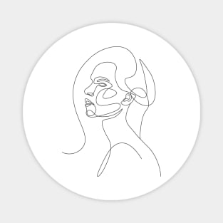 woman head lineart one line drawing Magnet